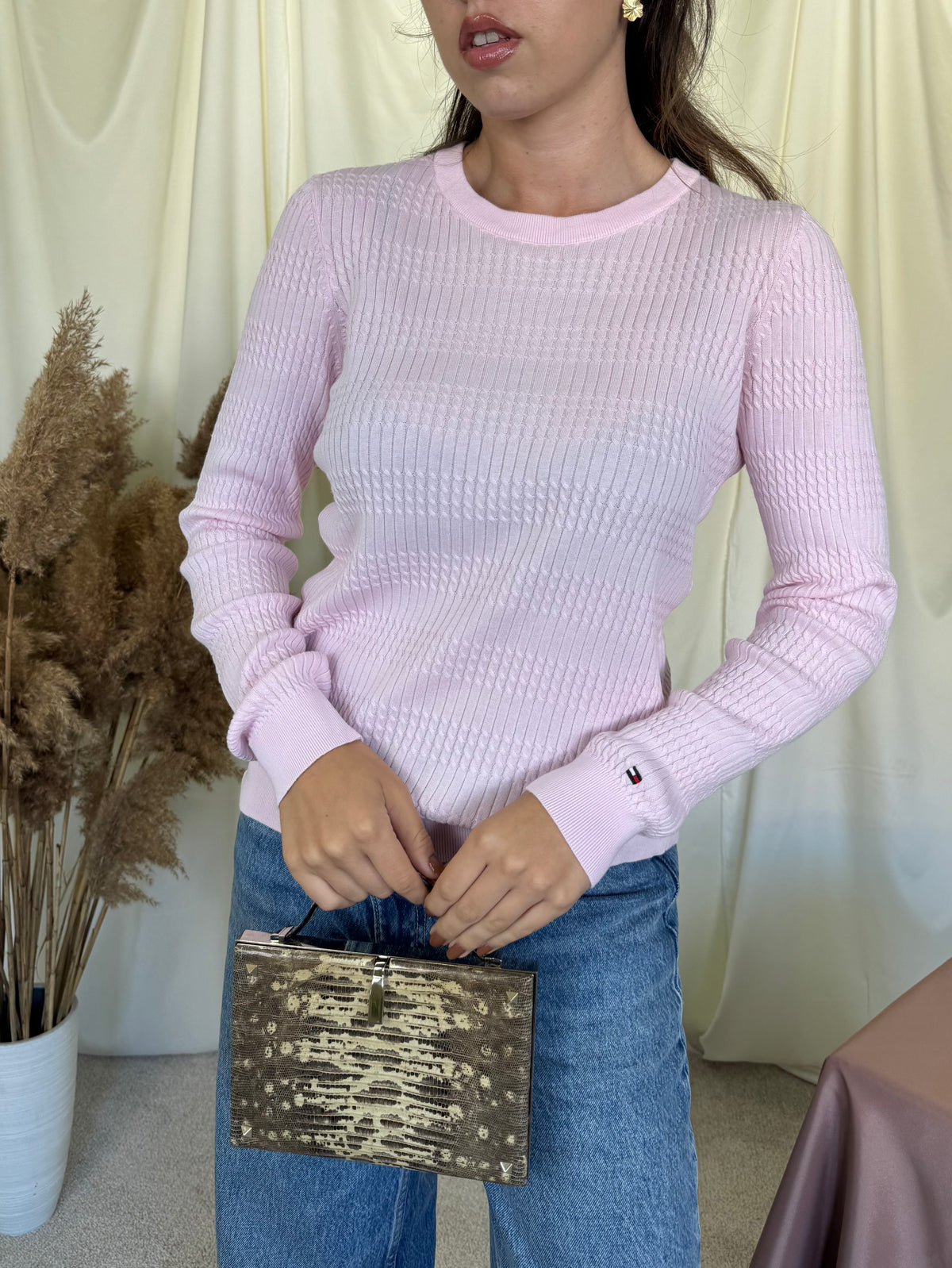Pulover Tommy Hilfiger baby pink din 100% bumbac ( mărimea M)