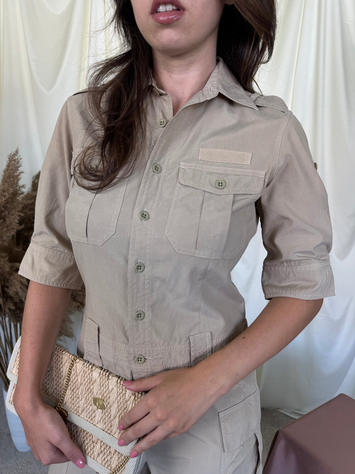 Salopetă RALPH Lauren din mătase și bumbac în fit lejer, material calitativ ( mărimea S/M)