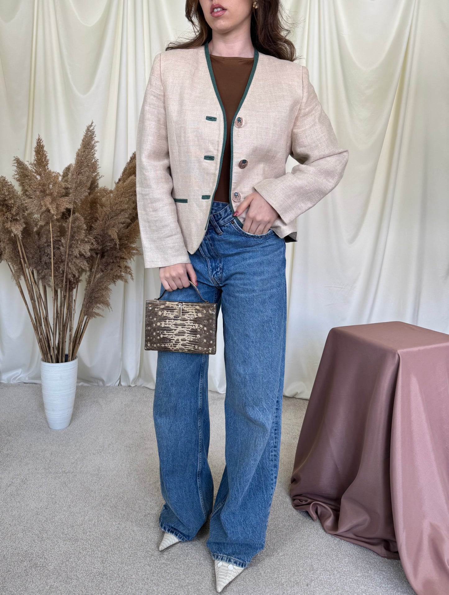 Sacou vintage din 100% in cu structură 
(Mărimea 40/M)