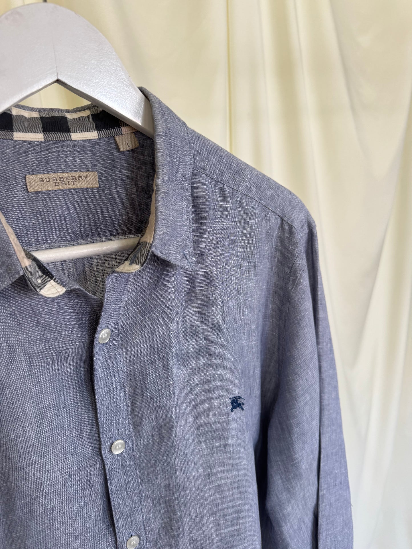 Cămașă BURBERRY din 100% in, manșete cu print 
(Mărimea L)