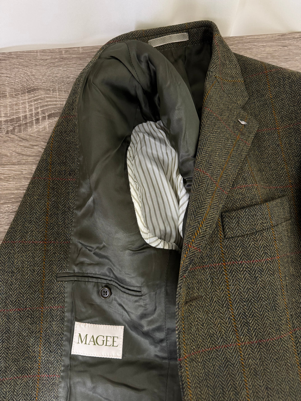Sacou premium MAGEE în croi bărbătesc din stofă de 100% lana tweed ( mărimea M- fit oversized )