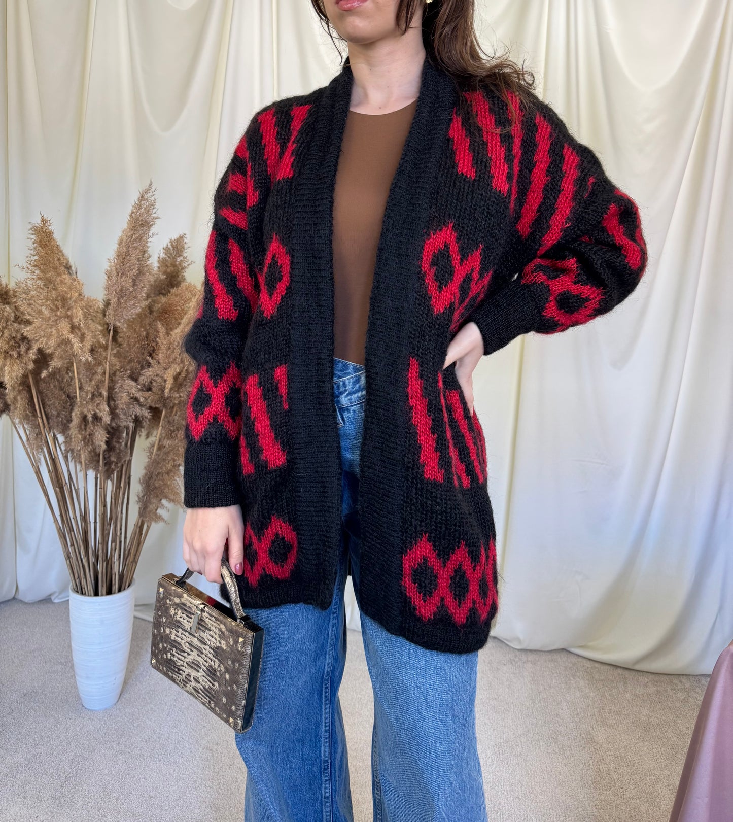Cardigan vintage HANDMADE din lana( S-M)