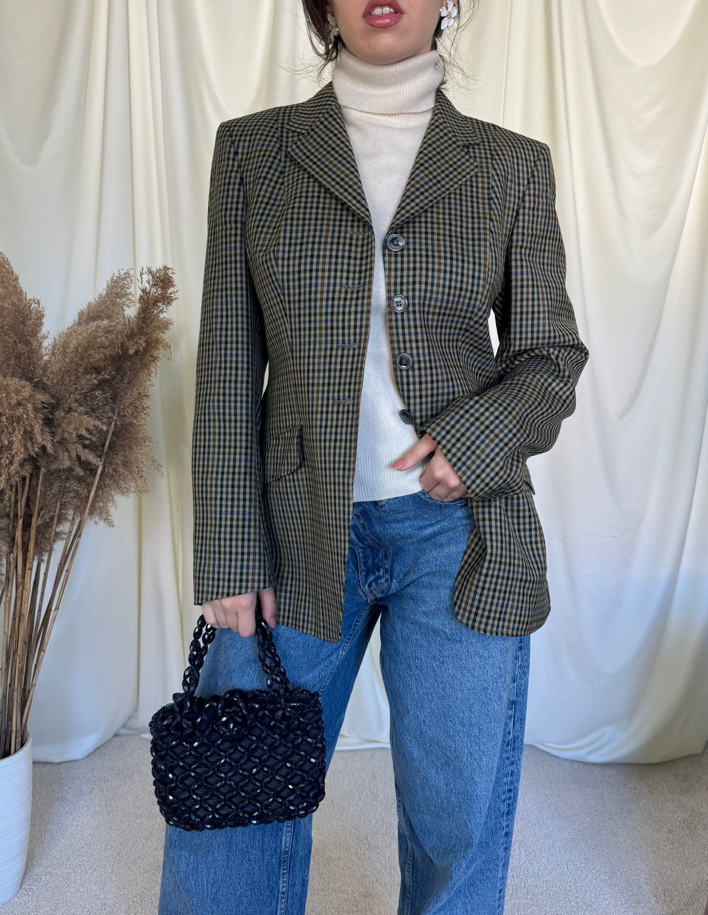 Sacou vintage din stofă de lână, croi cambrat( mărimea m)