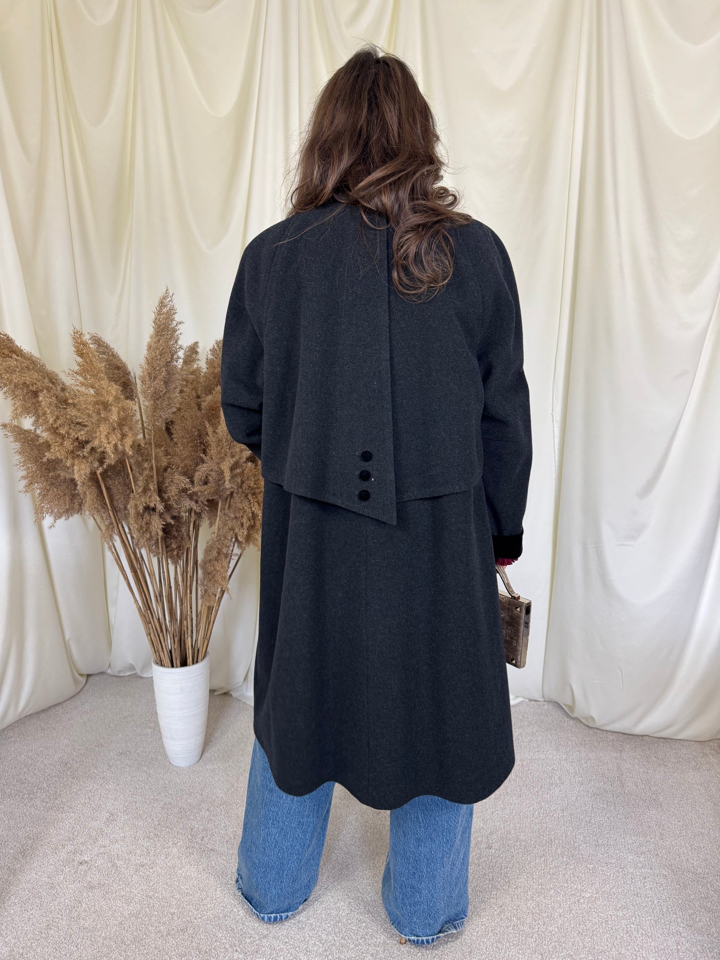 Palton vintage din stofă moale 80% lână (mărimea L)