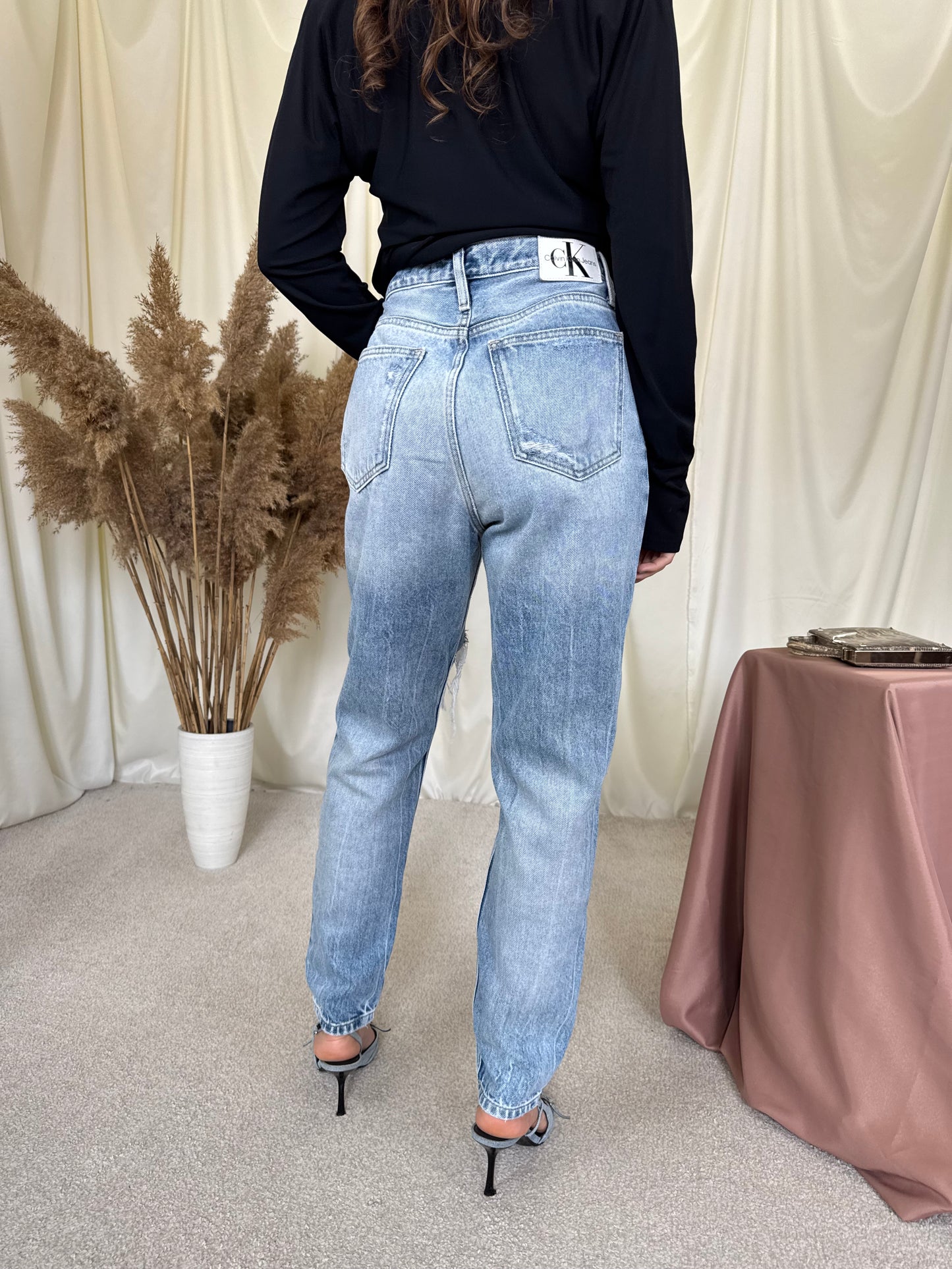 Blugi Calvin Klein din bumbac cu talie înaltă 
(Mărimea M/38)