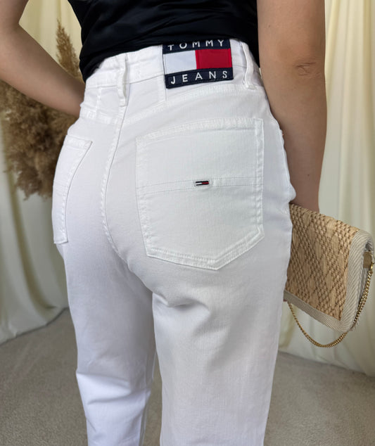 Blugi Tommy Hilfiger mom jeans cu talie înaltă, denim elastic ( mărimea S, S-M)