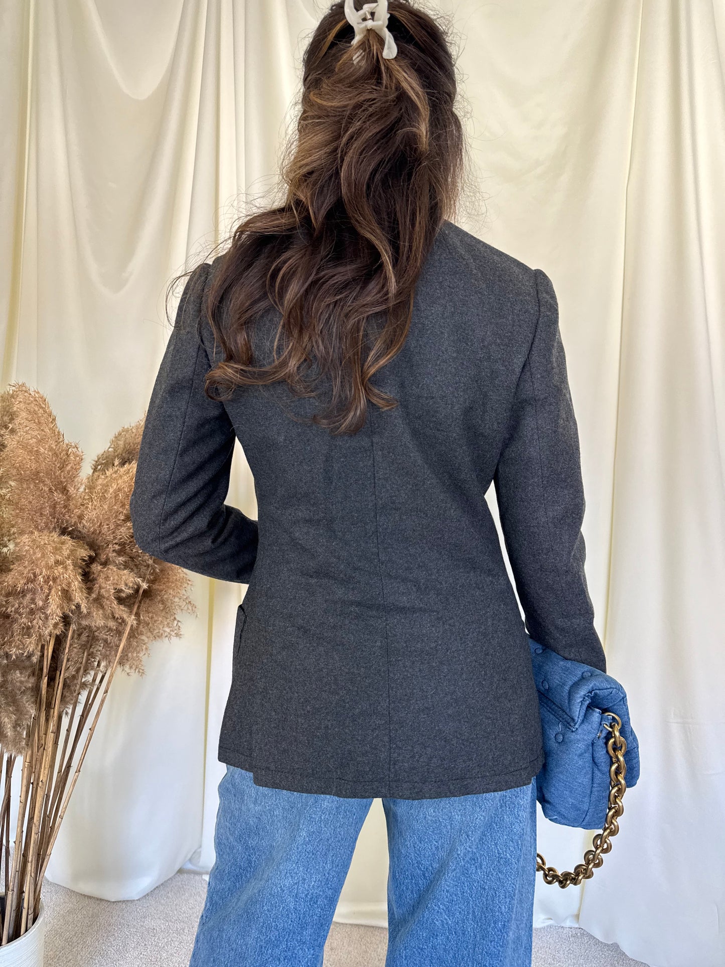 Sacou vintage tip jachetă din stofă de lână 100%