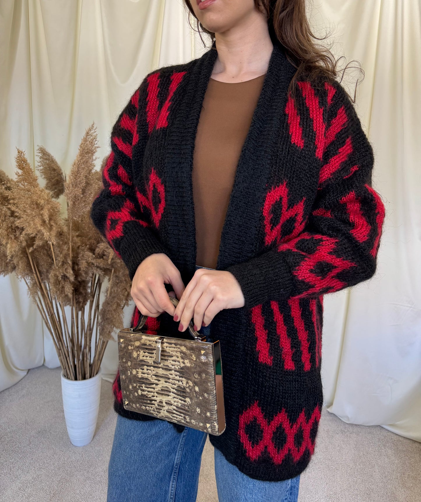 Cardigan vintage HANDMADE din lana( S-M)