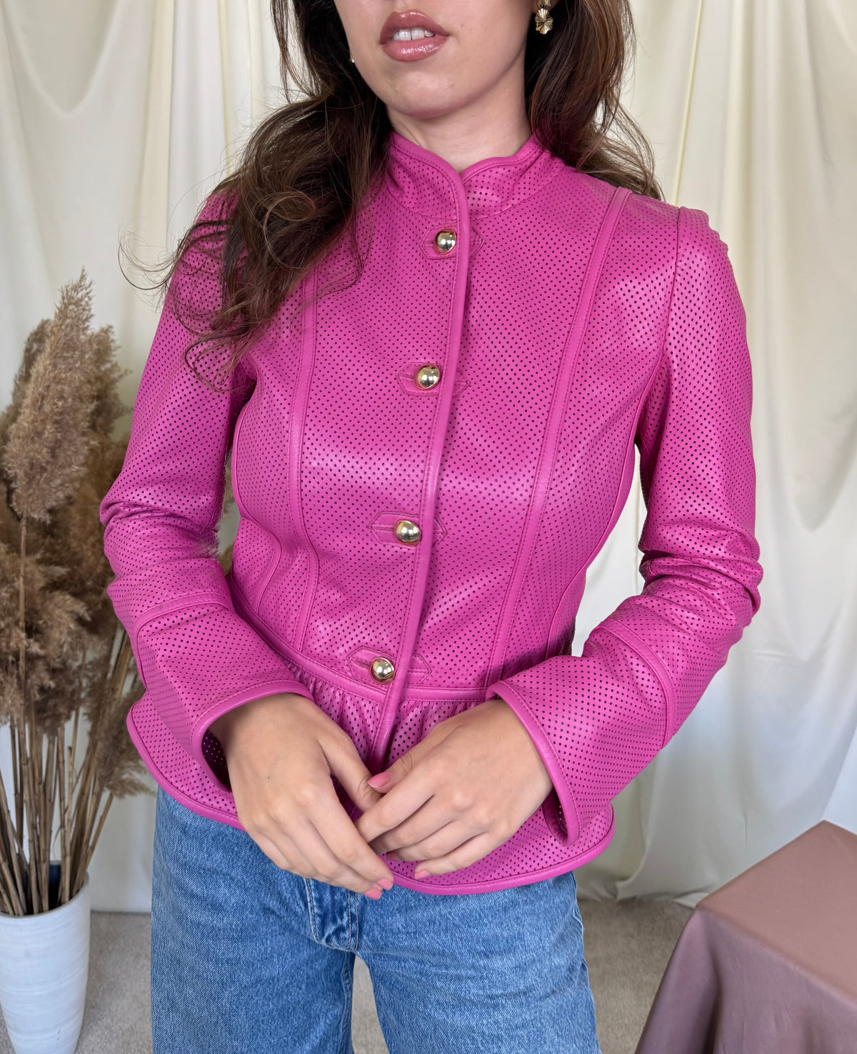 Jacheta premium Luisa Spagnoli din piele naturală extrem de fină, talie marcata ( mărimea S)