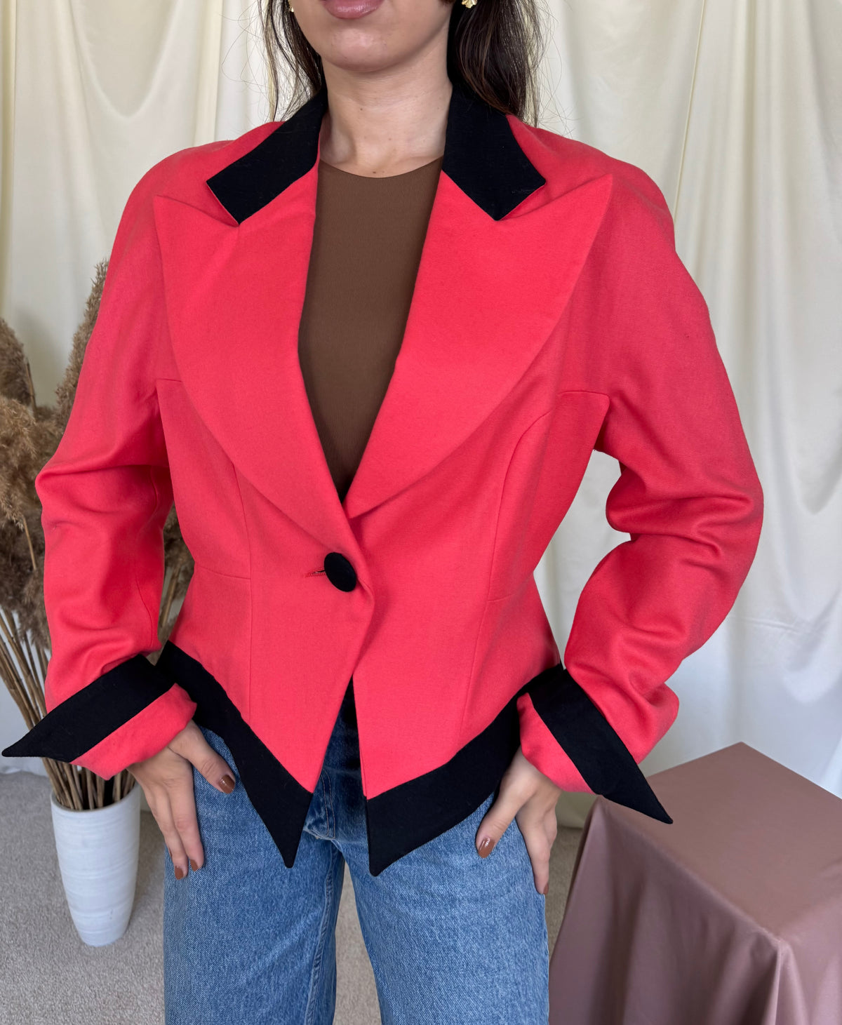 Sacou premium vintage GAI MATTIOLO din 100% stofă de lână PIACENZA cu rever maxi ( mărimea L)