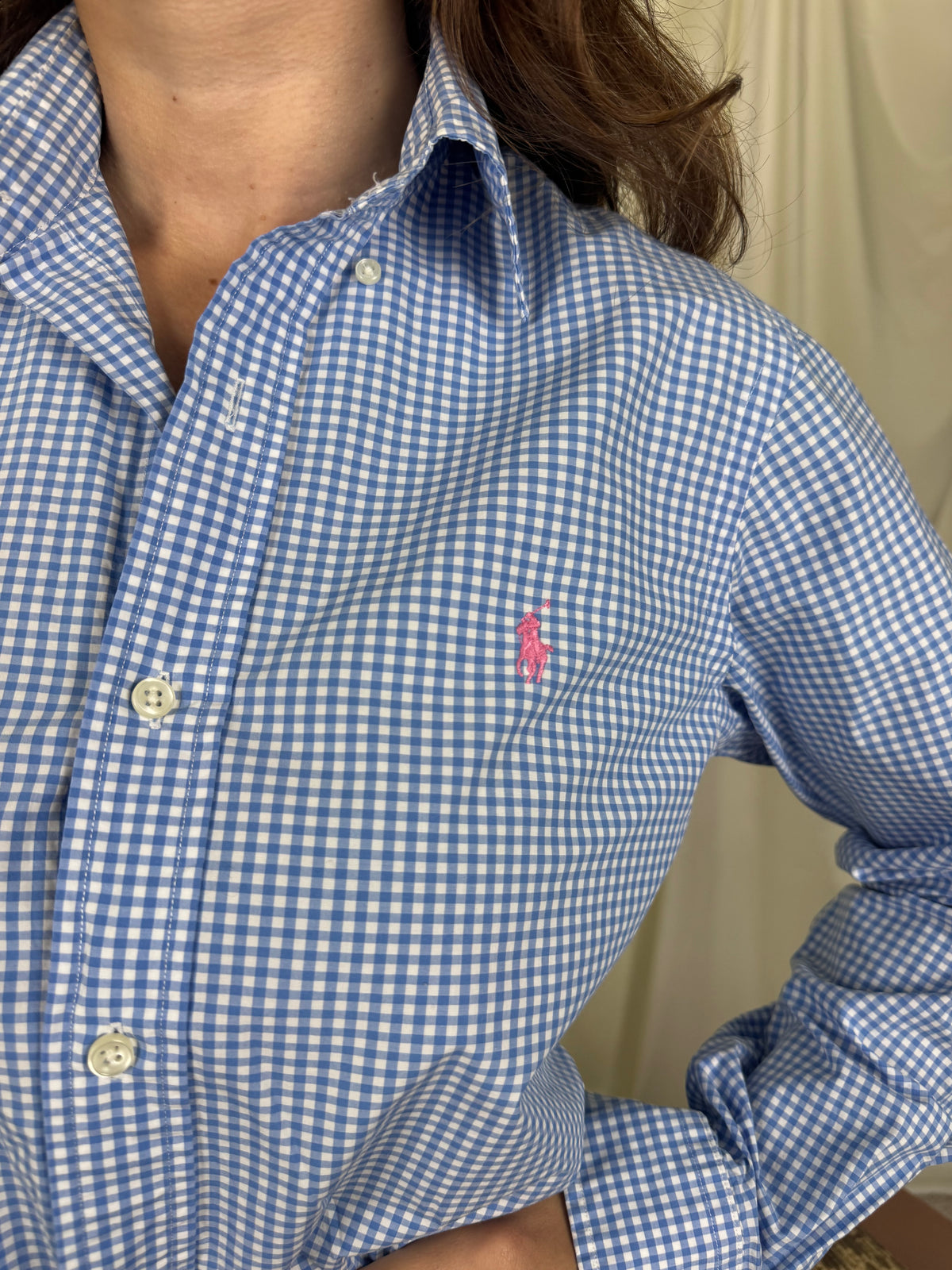 Cămașă din bumbac cu print bleo în carouri RALPH LAUREN ( mărimea S-M)