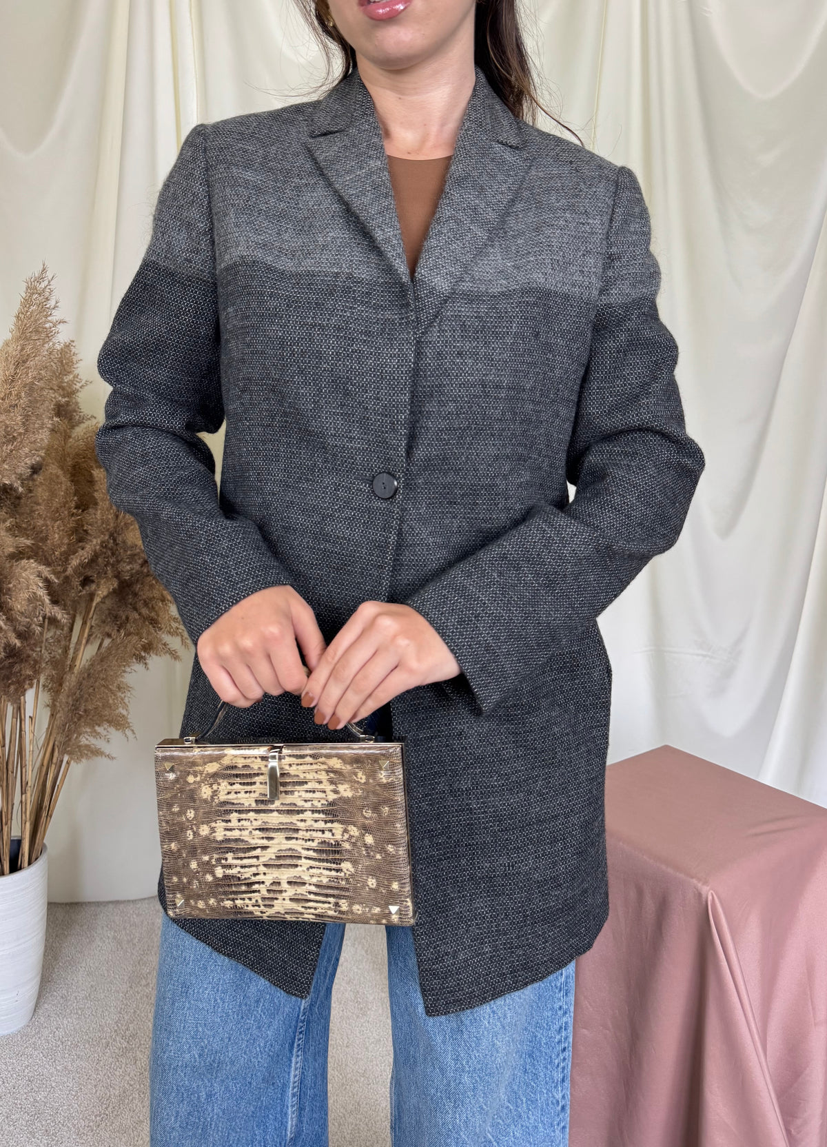 Palton luxury VALENTINO din lana și mohair in 2 nuanțe de gri ( mărimea S/M)