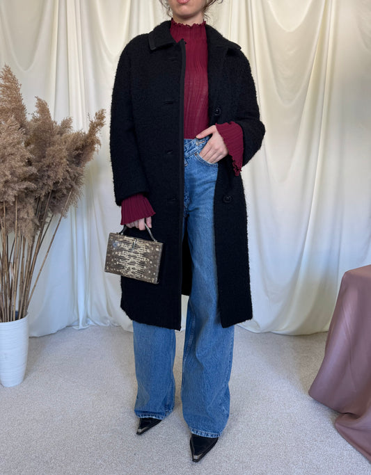 Palton vintage superb din stofă de lână boucle, mărimea M