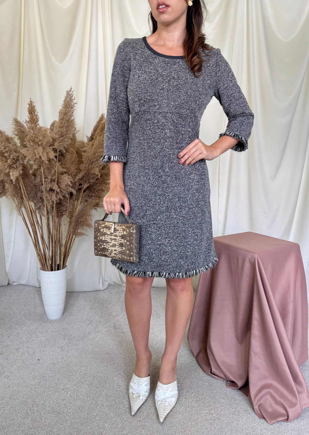 Rochie premium Marella din tWeed cu talie marcata ( mărimea S/M)