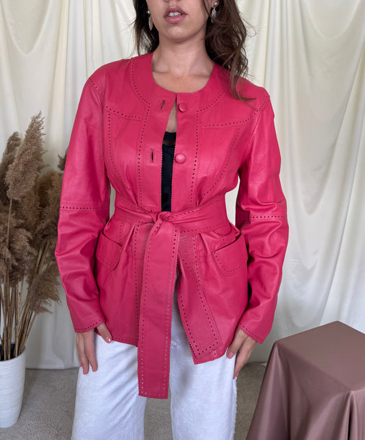 Jacheta premium Elegance Paris din 100% piele naturala fină ( piele nappa de miel) și calitativă + cordon ( mărimea M)