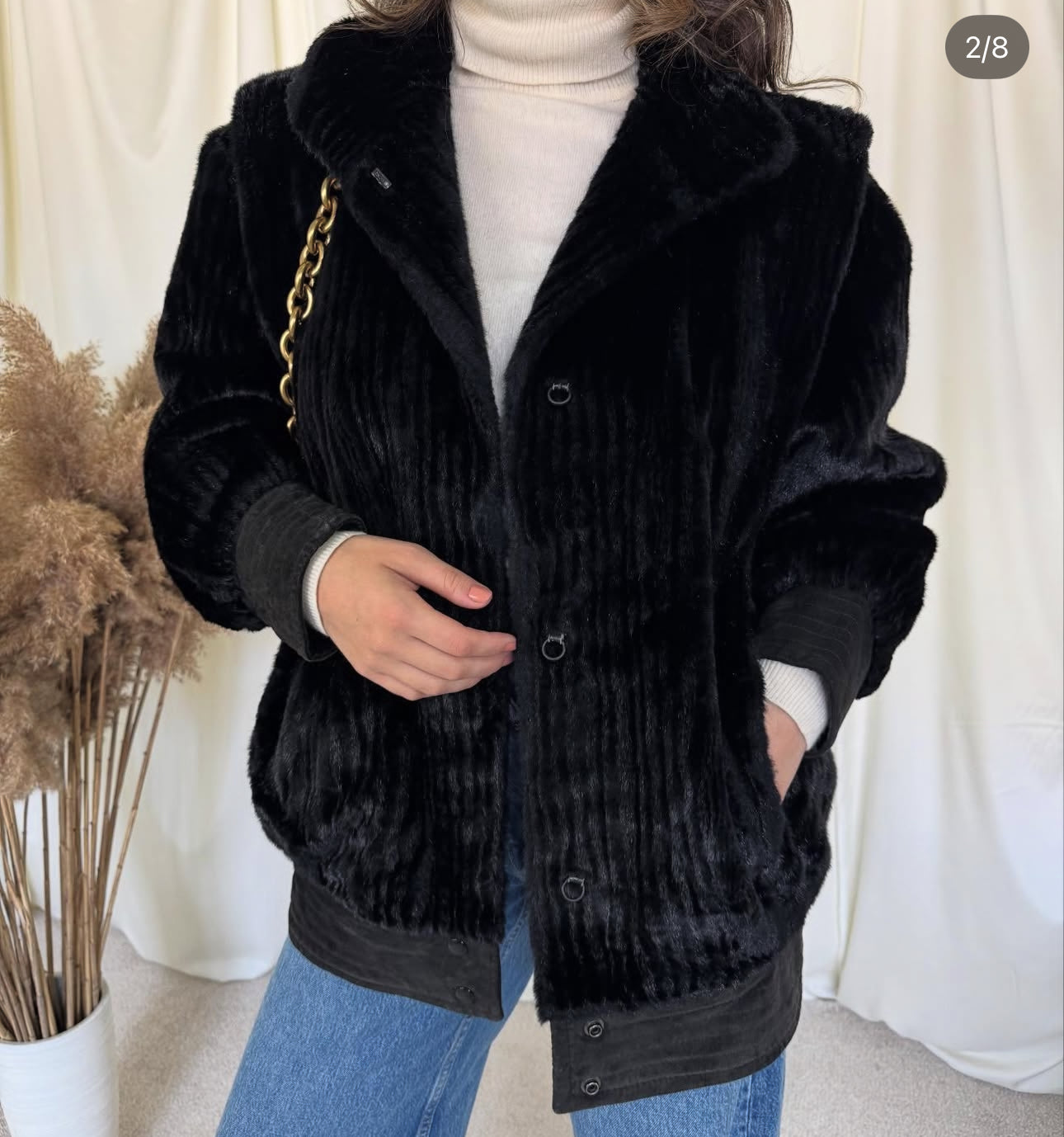 Blana vintage eco și piele naturală( mărimea M)