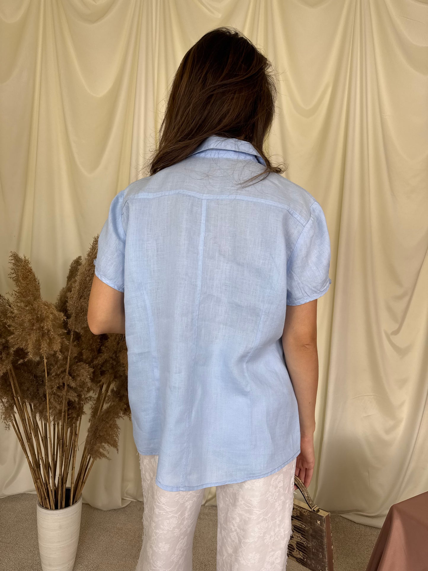Cămașă CASSANI din 100% in, baby blue ( marimea L-XL)