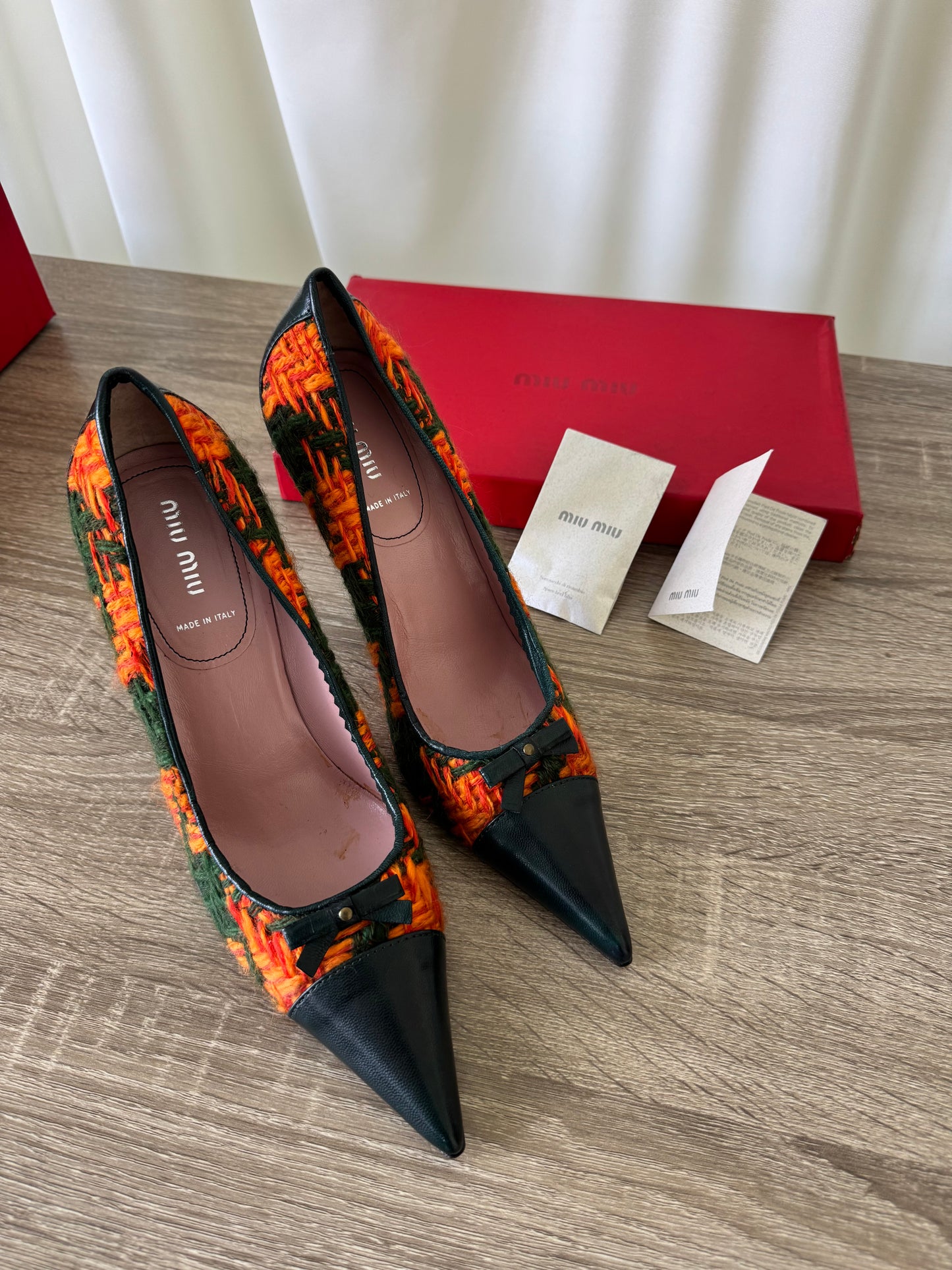 Pantofi MIU MIU din tweed de lână și piele naturală ( mărimea 40.5)
