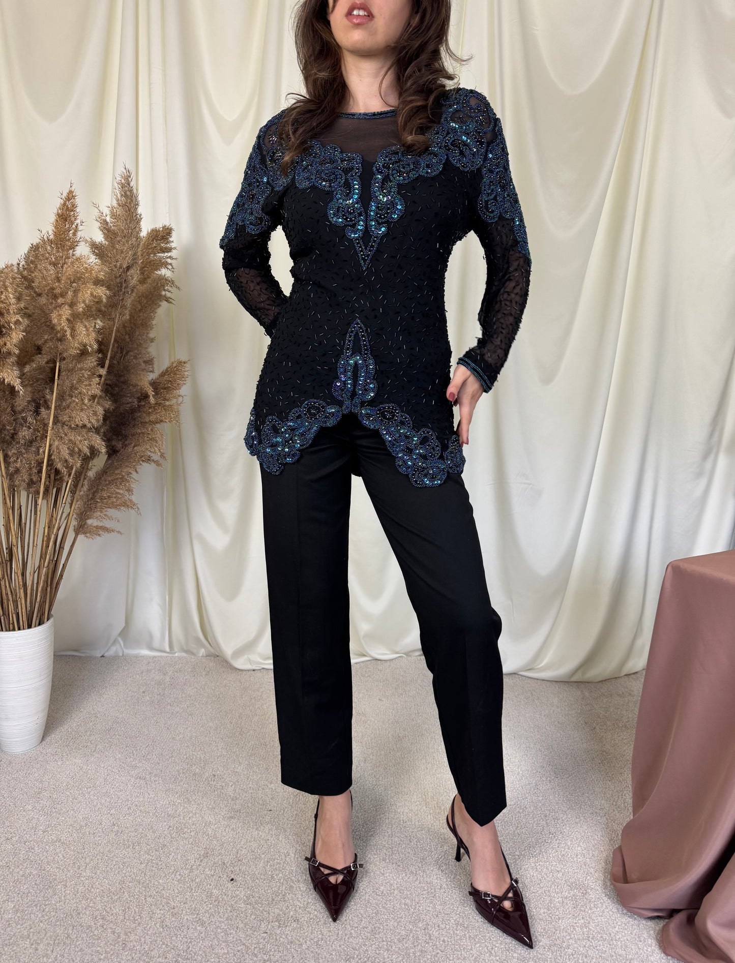 Piesa vintage bijuterie din mătase naturala M/L