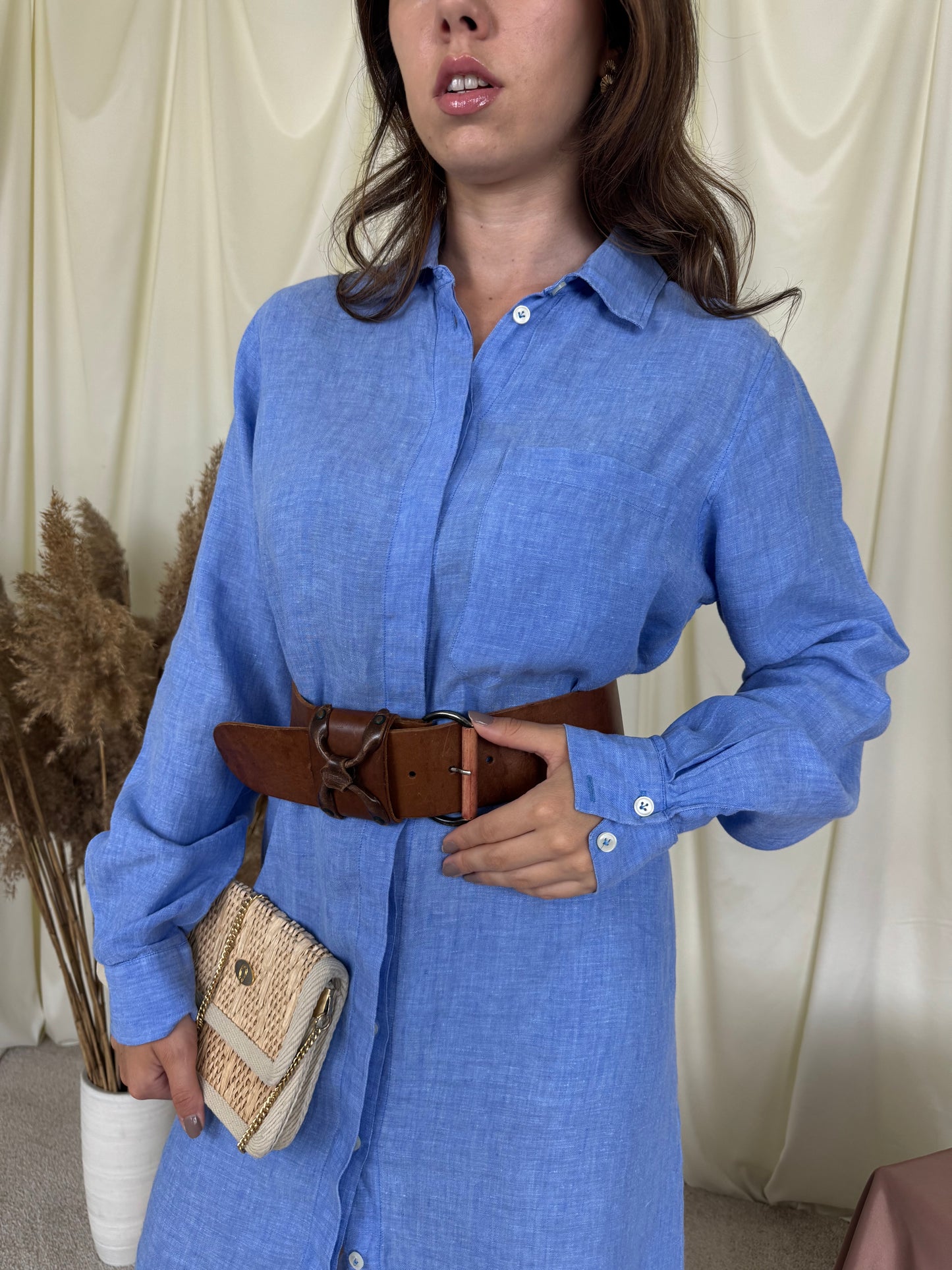 Rochie premium Robert Friedman din 100% in calitativ( mărimea L/42) + centură vintage din piele naturală.
