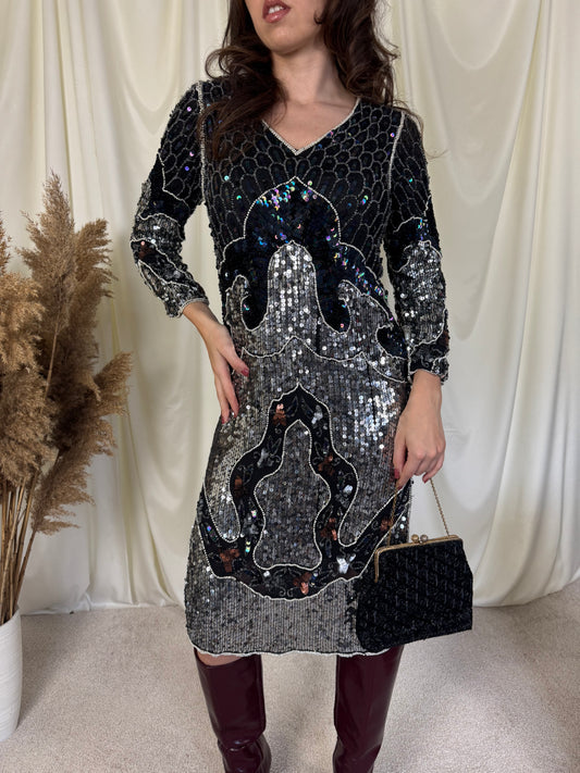 Rochie vintage mătase naturală ( S)