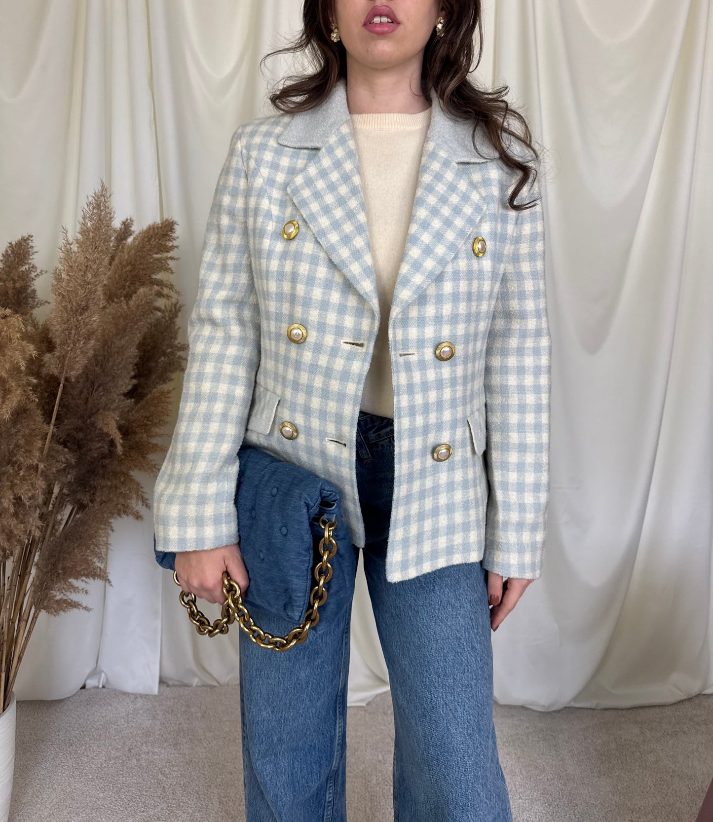 Piesa vintage superbă din stofă de lână( mărimea M)