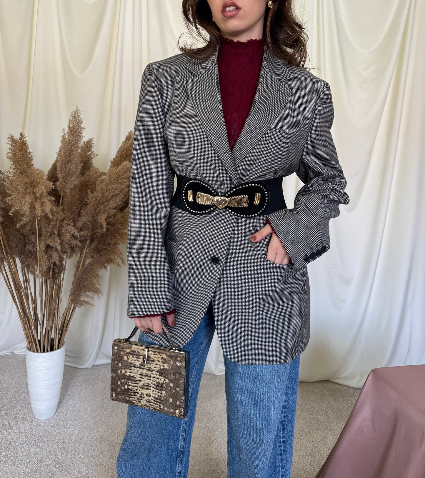 Sacou vintage în fit oversized din 100% lana( L)