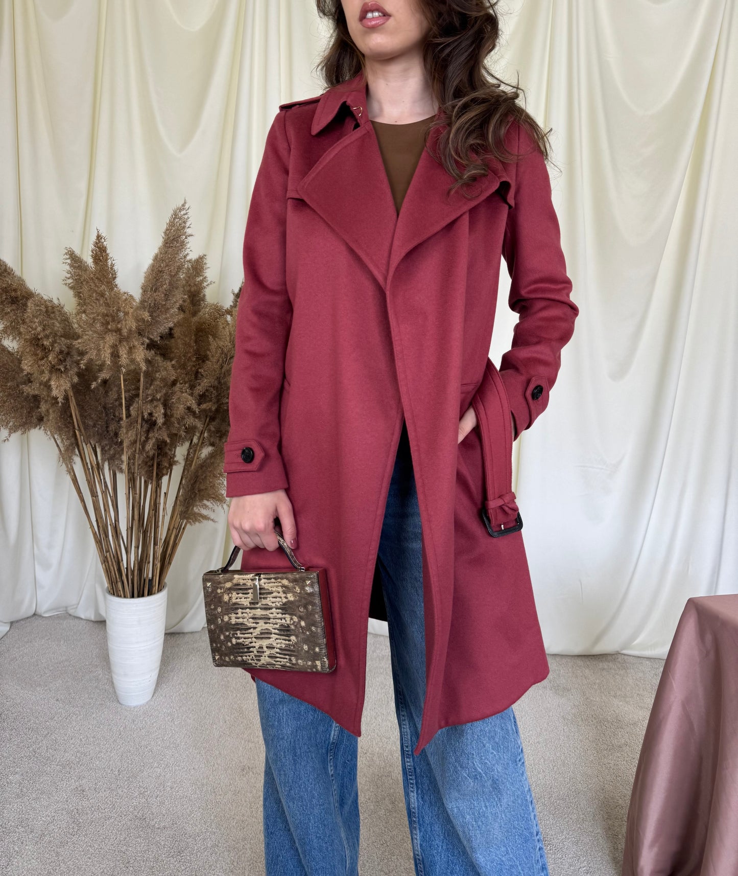 Trench BURBERRY din 100% cașmir cu cordon în talie( mărimea XS)