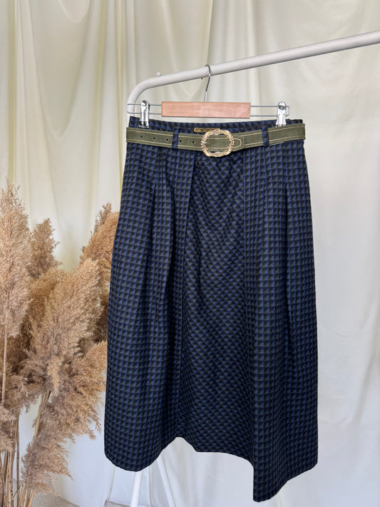 Fusta vintage cu centura inclusa din 100% lana (M)