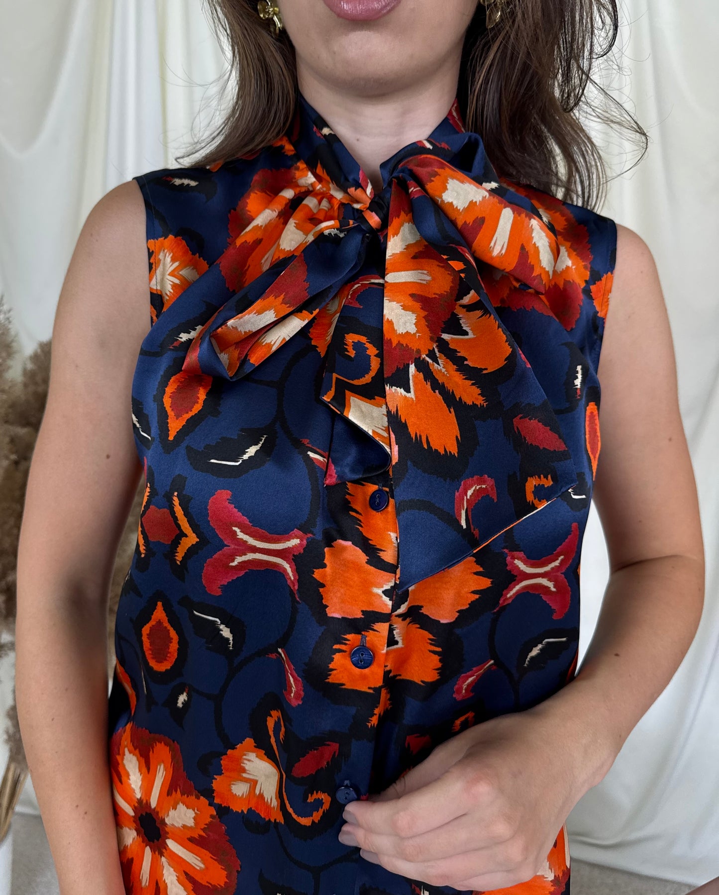 Cămașă Luisa SPAGNOLI din 100% mătase naturală cu print ( mărimea S-M)