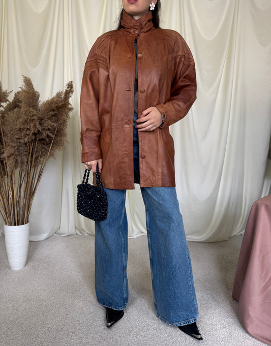 Jacheta vintage piele naturală extra fină (mărime S-M)