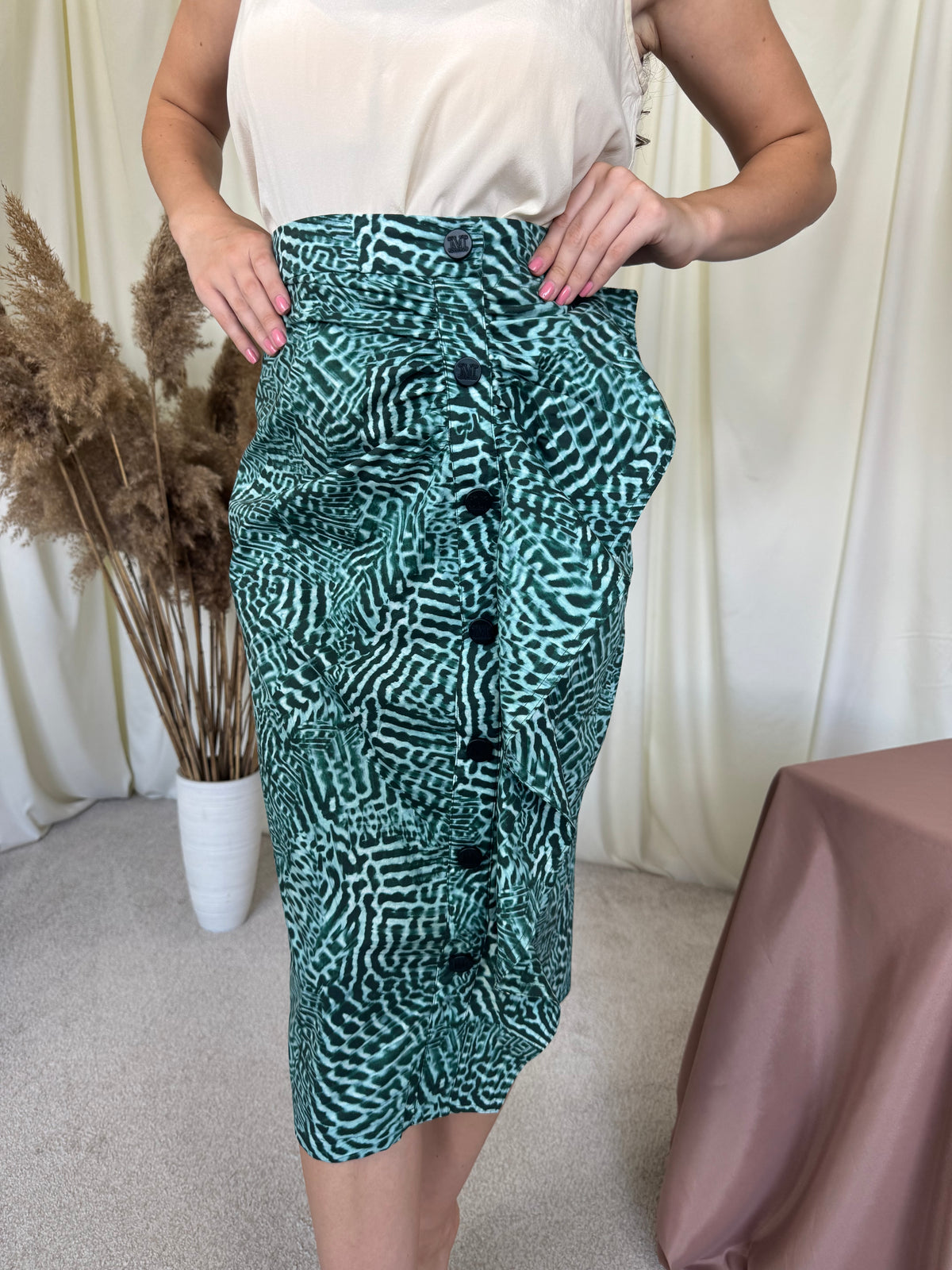 Fusta luxury MAX MARA din bumbac cu print, talie înaltă marcata  ( mărimea S) 70-72 cm talie