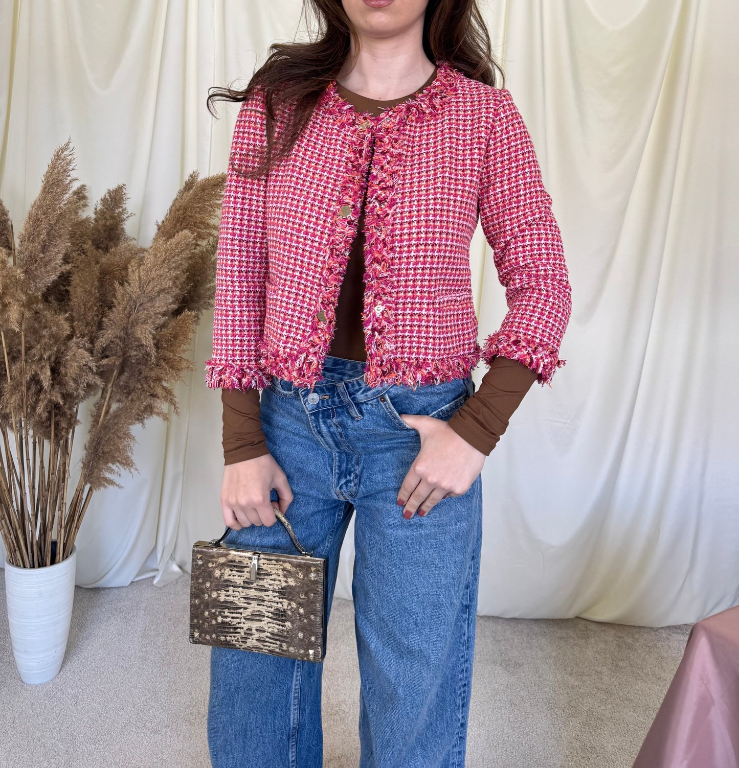 Sacou- jacheta tweed iBLUES  cu nasturi metalici aurii 
(Mărimea XS)