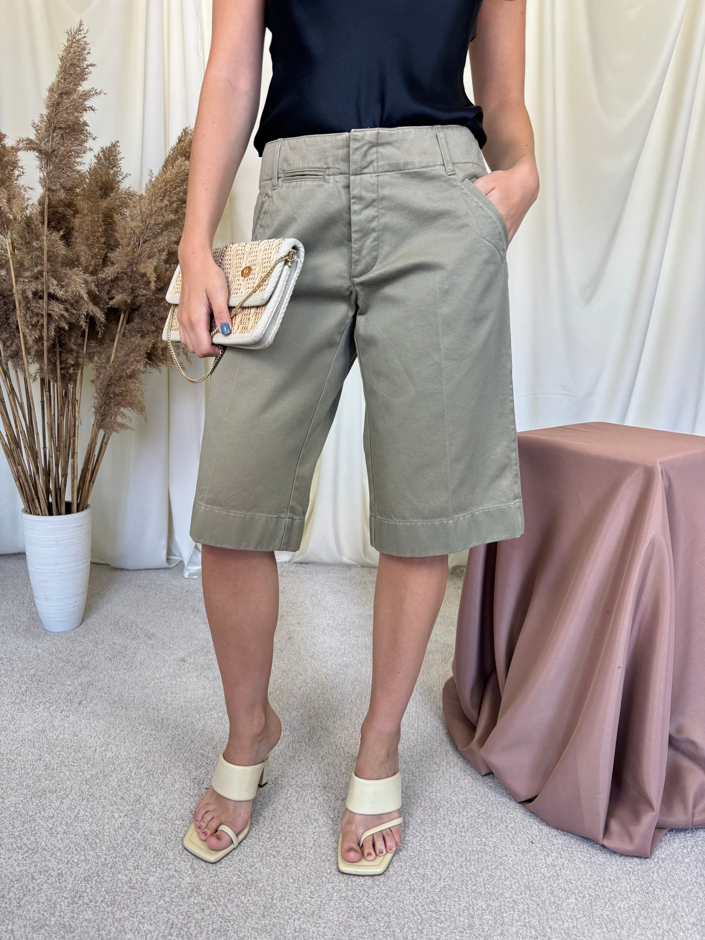Pantalon denim Ralph Lauren din bumbac cu talie medie ( mărimea S, recomand și M)