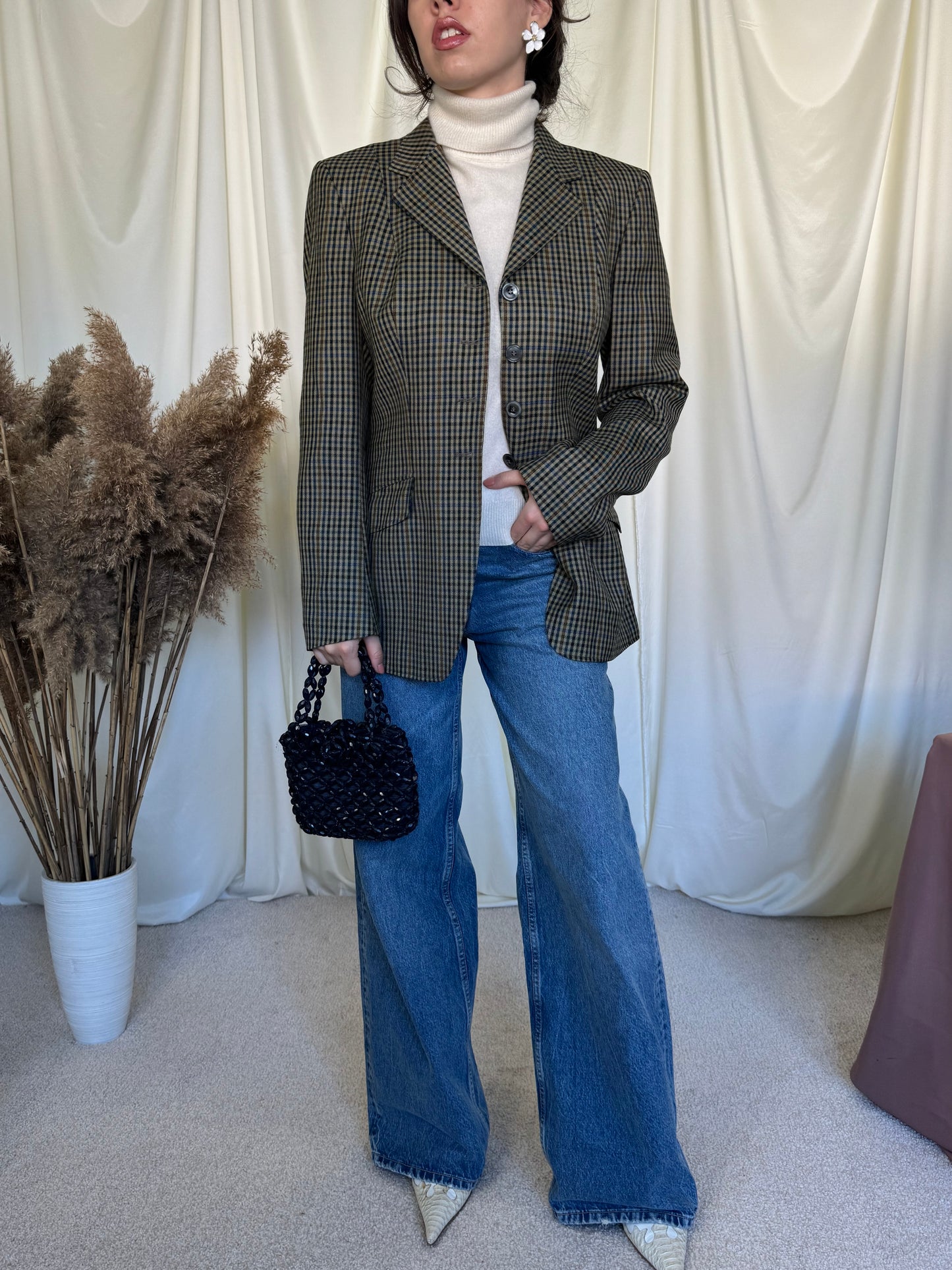 Sacou vintage din stofă de lână, croi cambrat( mărimea m)