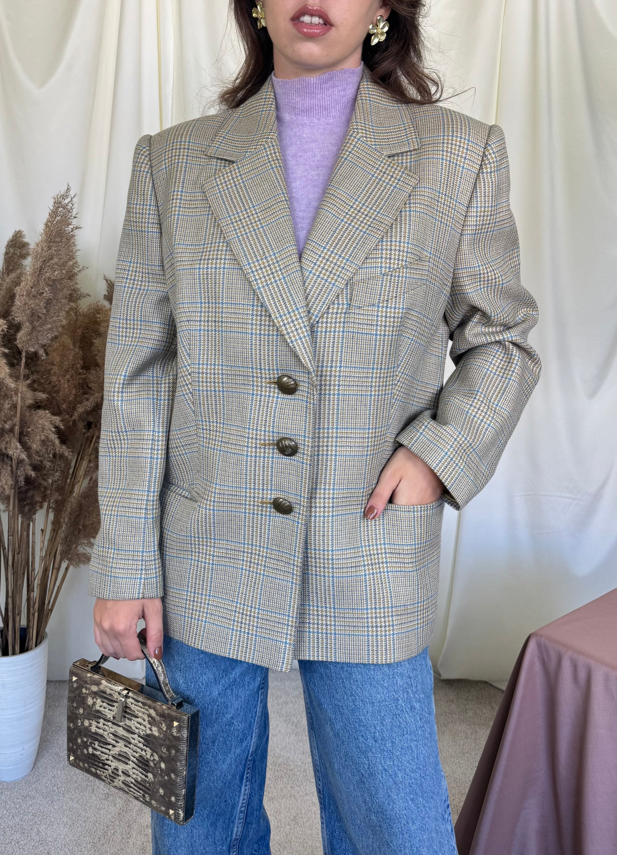 Sacou vintage tip jachetă din stofă calitativă din 100% lână ( mărimea L/XL)