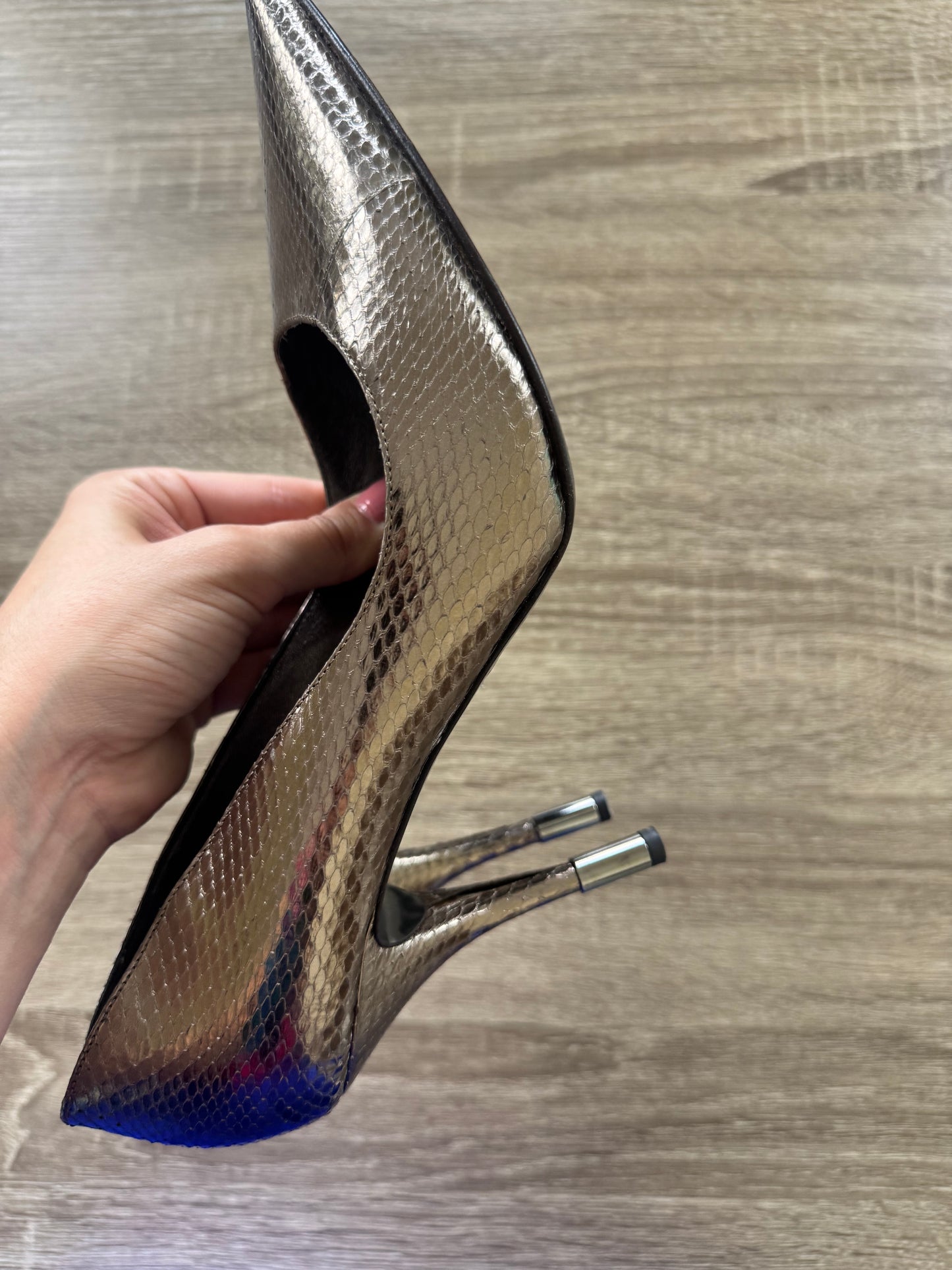 Pantofi stiletto DOLDE GABANNA din piele naturală metalică, snake, comozi( mărimea 38-39)