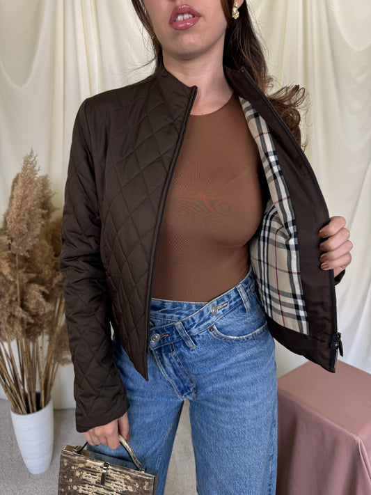 Jacheta BURBERRY din fas cu căptușeală inscripționată ( mărimea S)