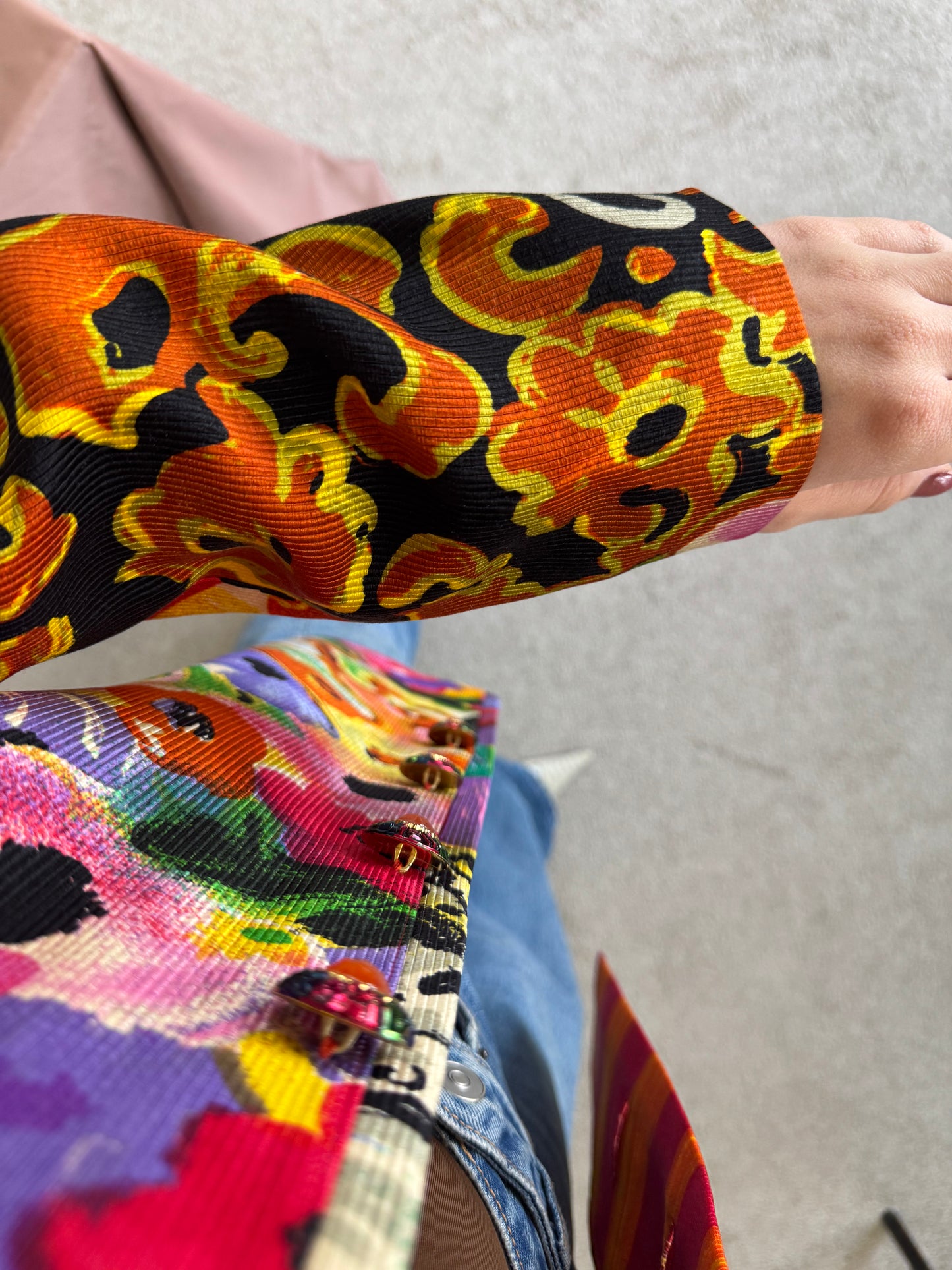 Sacou- pardesiu spectaculos din lână și mătase naturală, piesa de colecție( mărimea M)