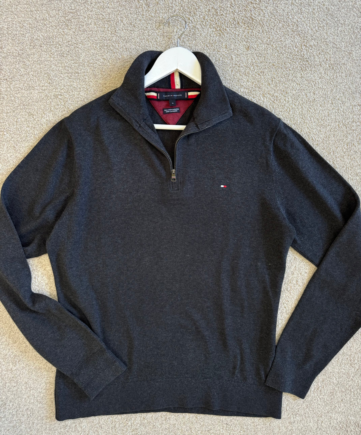 Pulover pe gât Tommy Hilfiger din bumbac și cașmir ( mărimea XL)