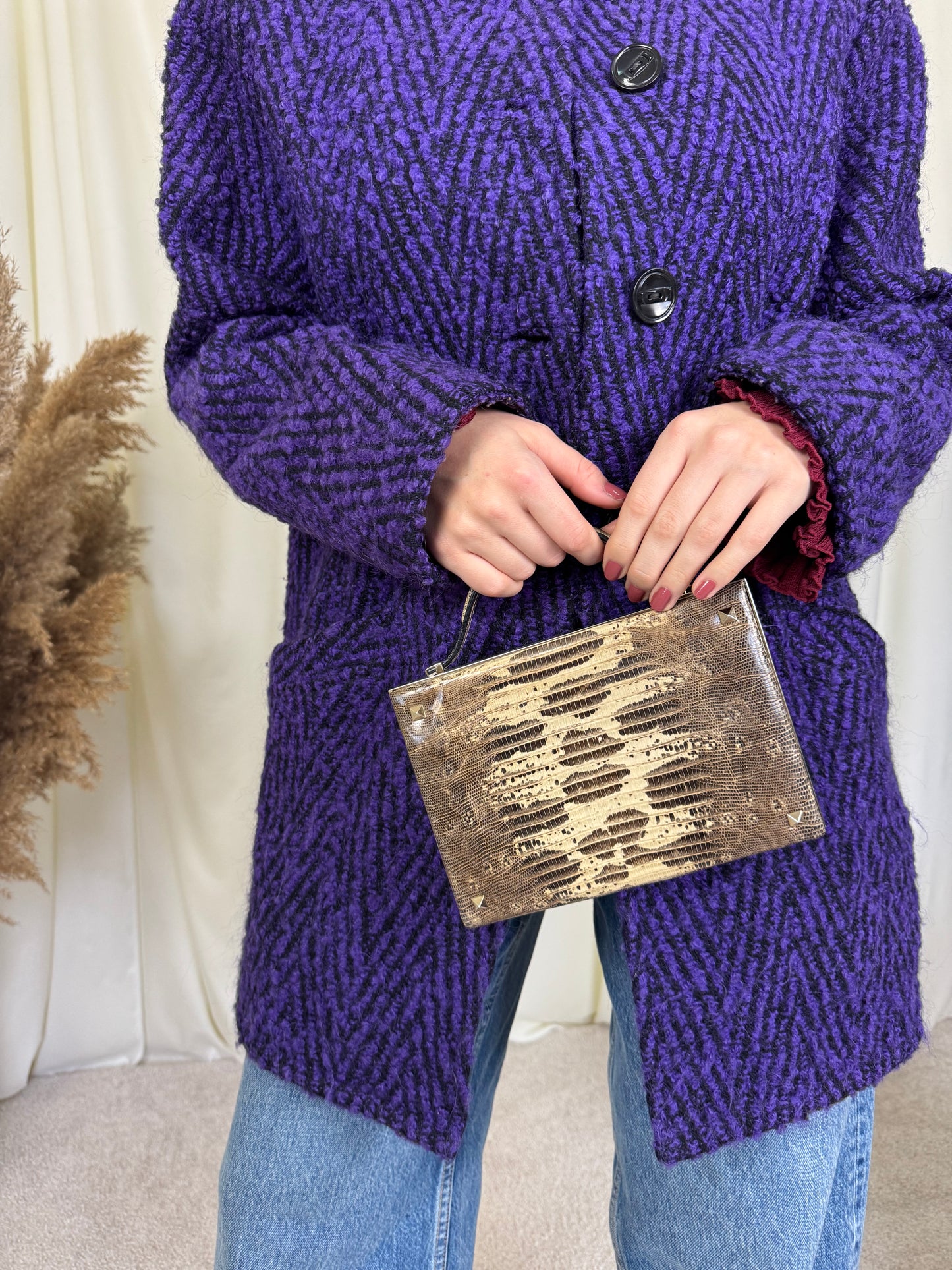 Palton din stofă superbă cu print ( L)