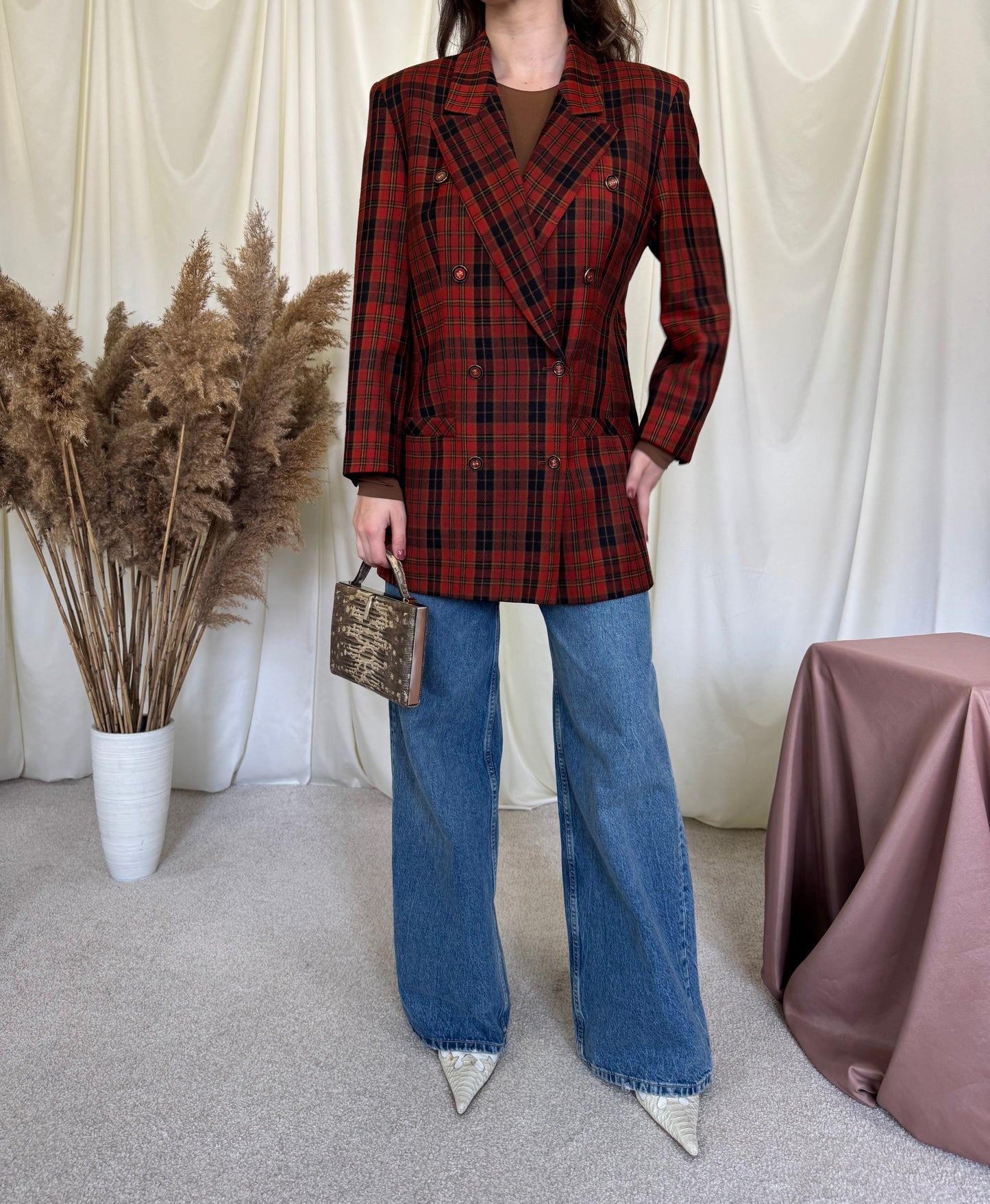 Sacou din stofă cu print 75% lână virgină ( M)