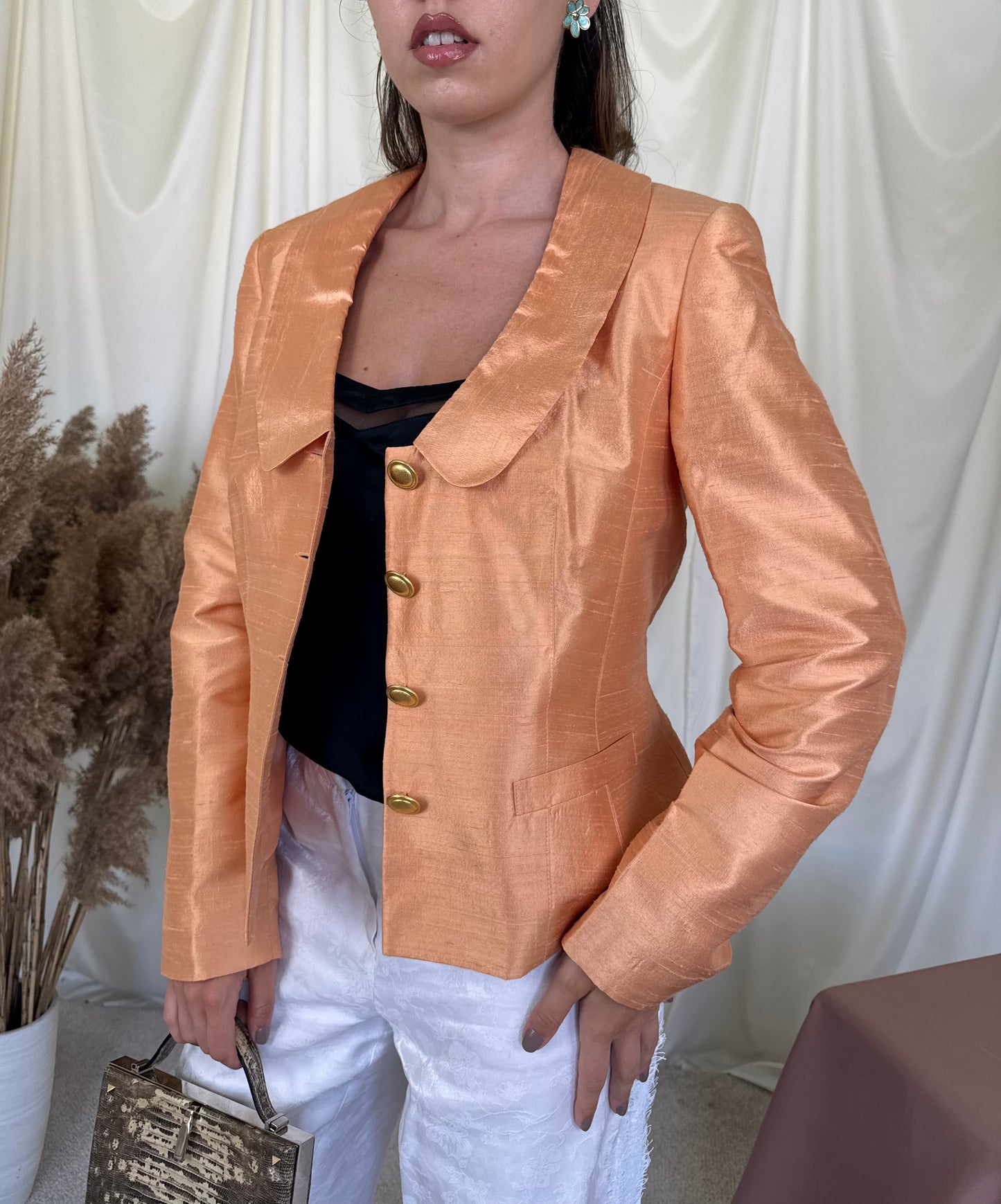 Sacou vintage din 100% mătase naturală 
(Mărimea M)