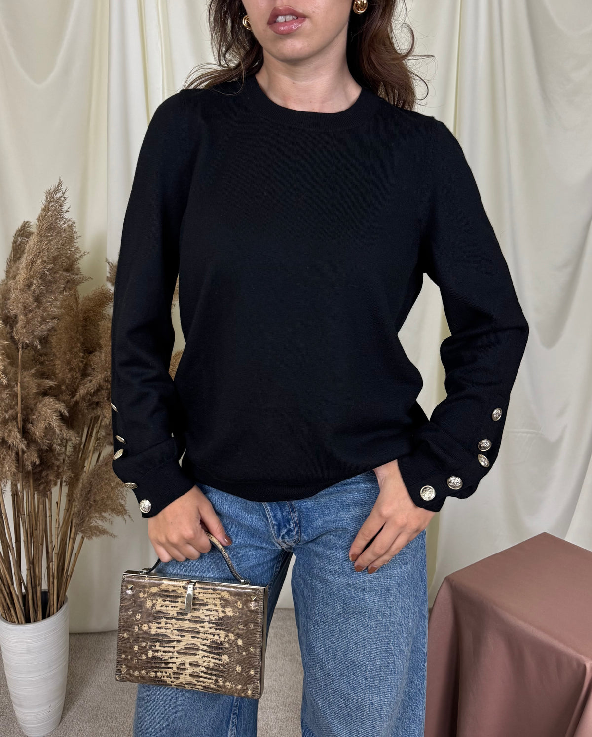 Pulover Sezane din 100% lână MERINO cu nasturi ( mărimea L/XL)