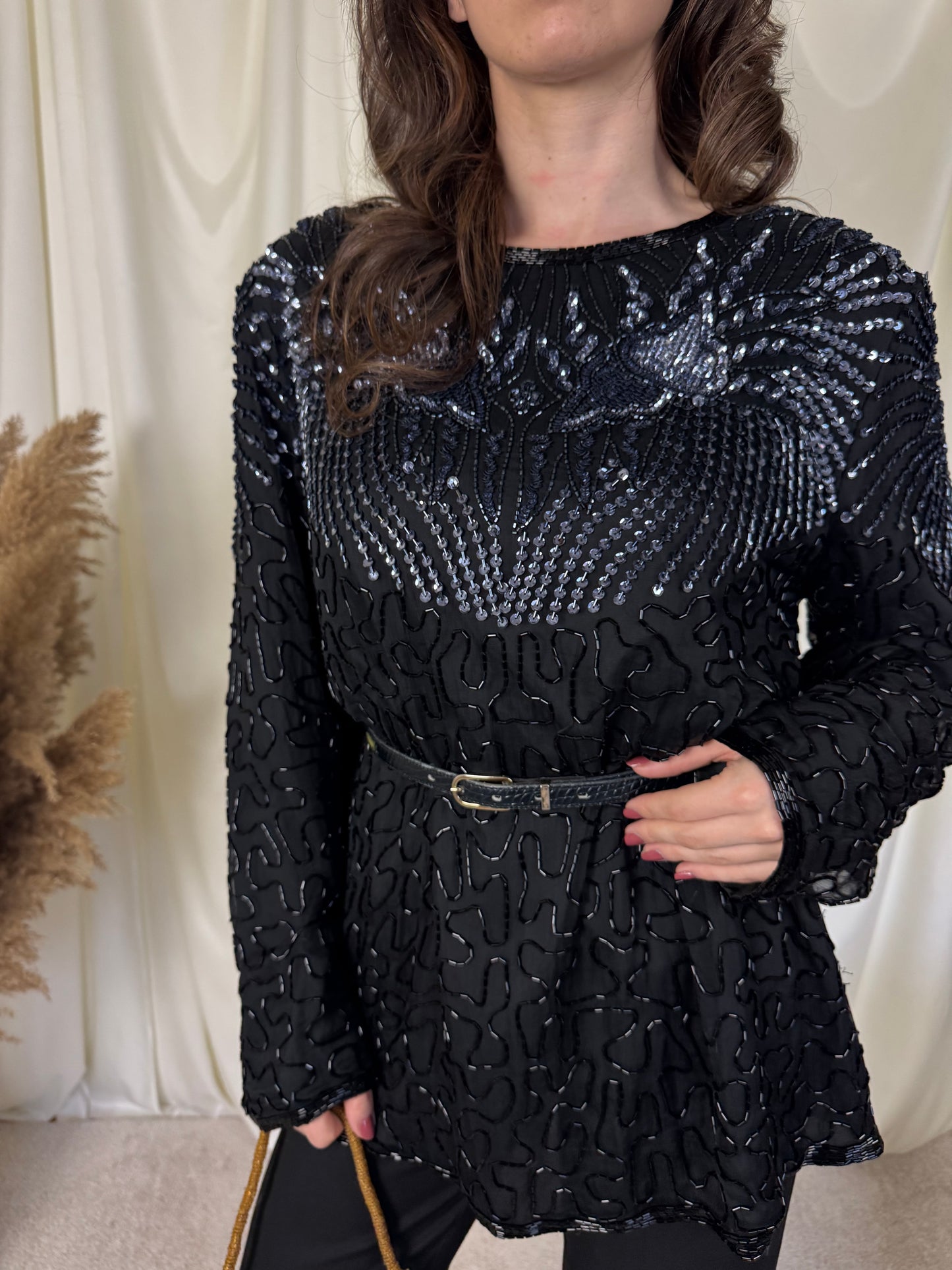 Piesa vintage superbă din 100% mătase, mărimea L