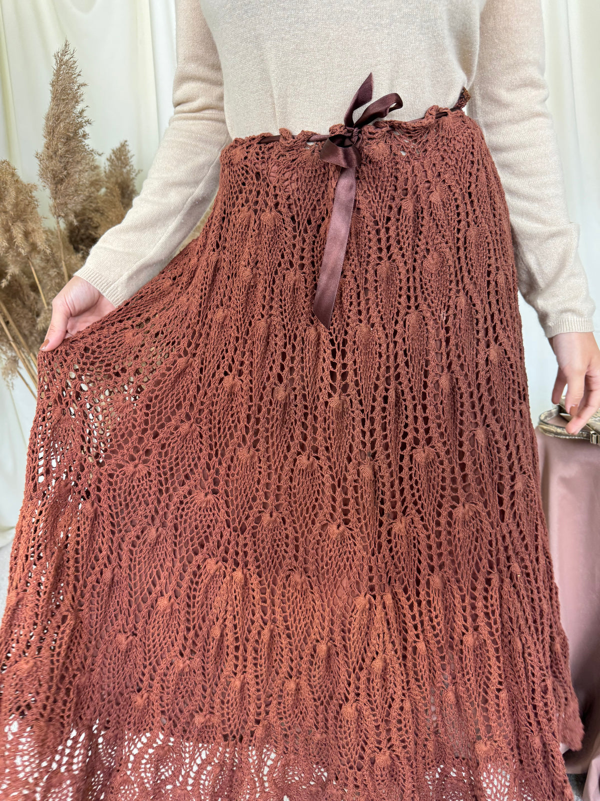 Fustă vintage croșetată din 100% bumbac cu talie ajustabilă ( mărimea M/L- XL)