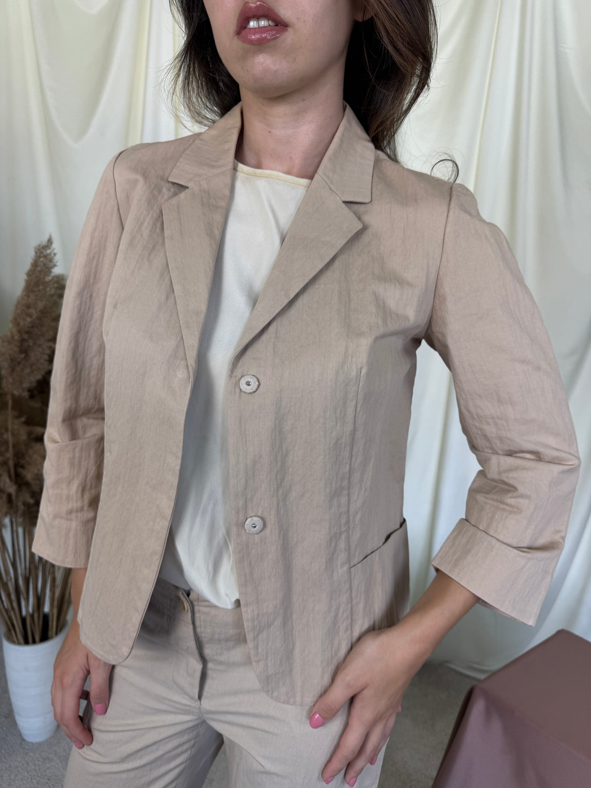 Costum luxury MARNI din bumbac cu sacou tip jachetă  ( mărimea S)