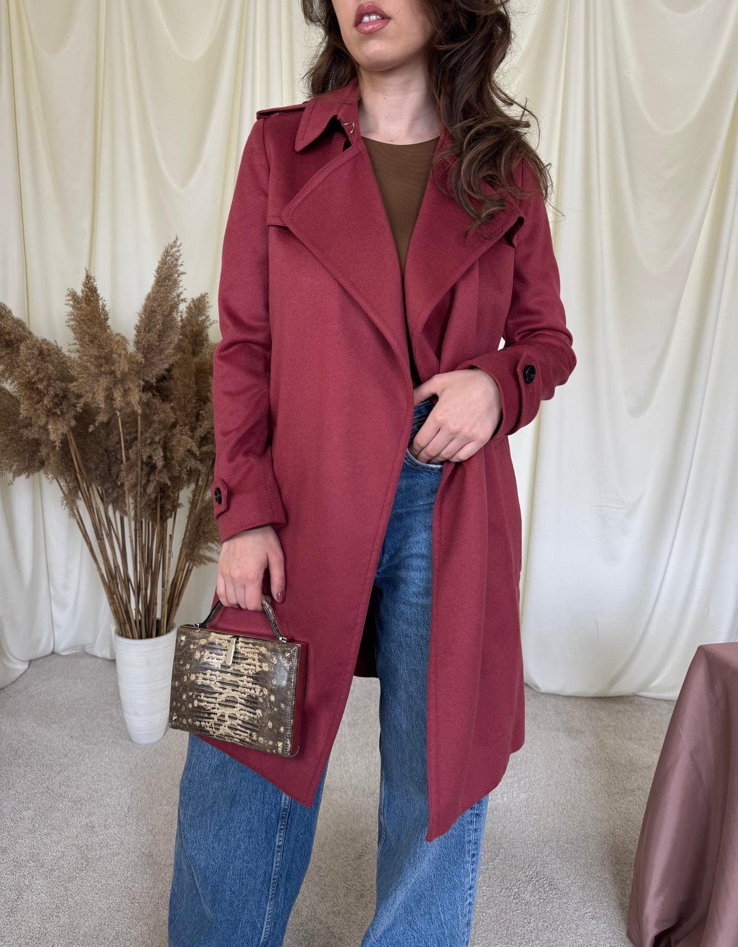 Trench BURBERRY din 100% cașmir cu cordon în talie( mărimea XS)