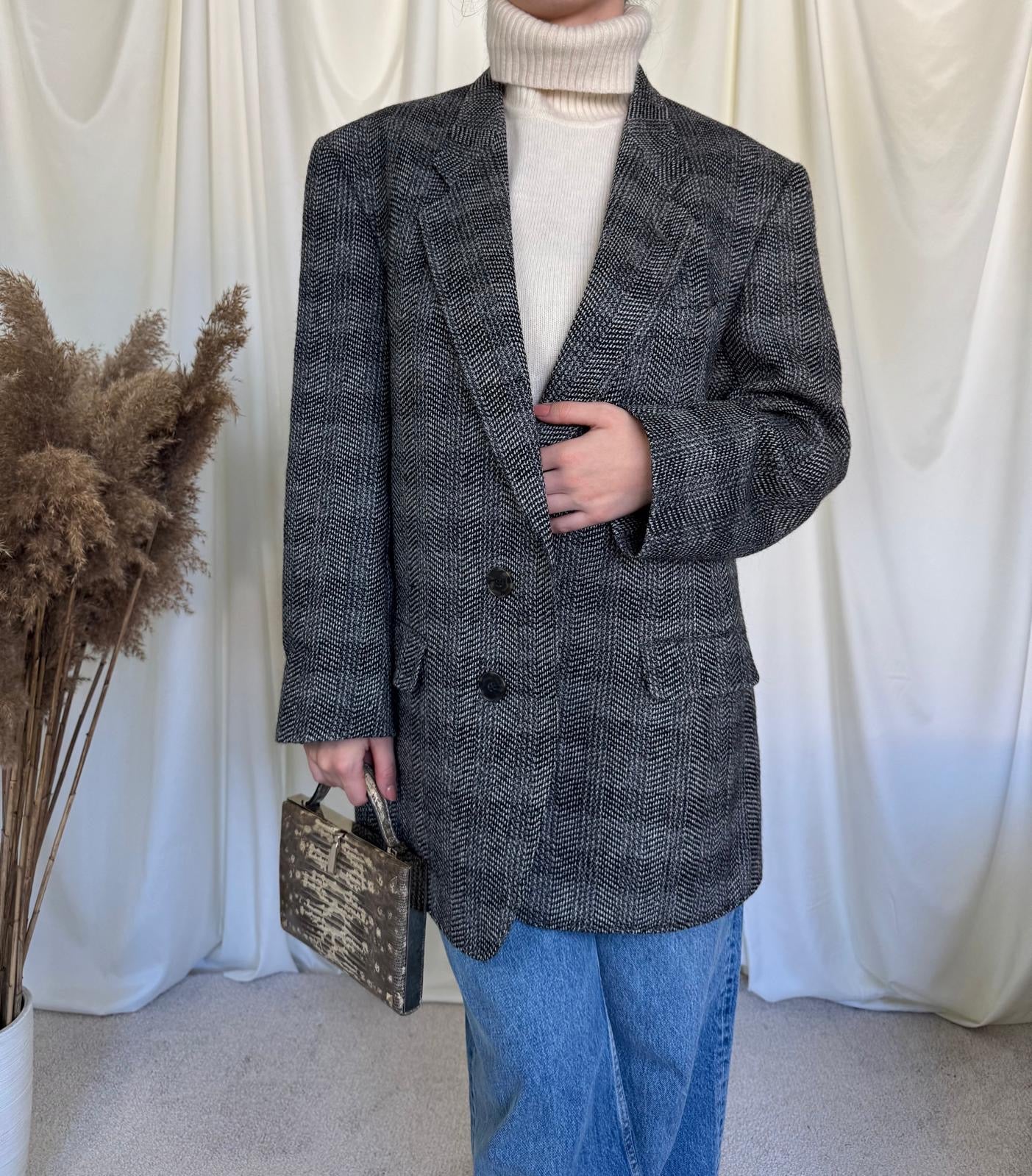 Sacou vintage YSL din stofă de lână groasă (mărimea L)