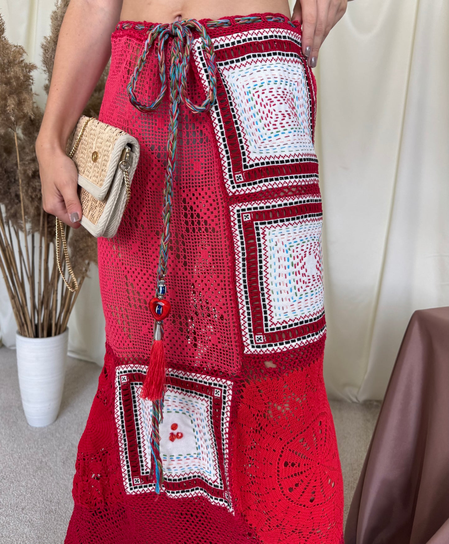 Piesă HANDMADE versatila de vară realizată manual, croset din bumbac, talie ajustabilă ( mărimea M-M/L)